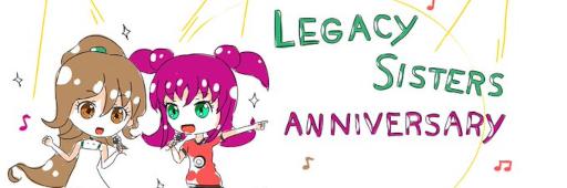 LegacySistersのアニバーサリー。歌っているデフォルメキャラのAarelちゃんとAmpaちゃんの落描き。