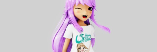 Legacy SistersのＴシャツ着ているMikaぴょんの３Ｄレンダー。