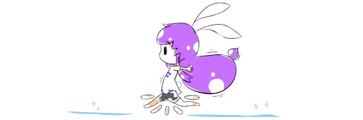 Doodle of chibi Mika sliding on an icy floor.