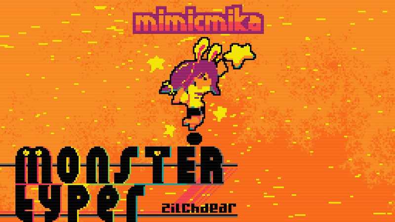 Mikapyon cameo pixelart in MonsterTyper with title logo